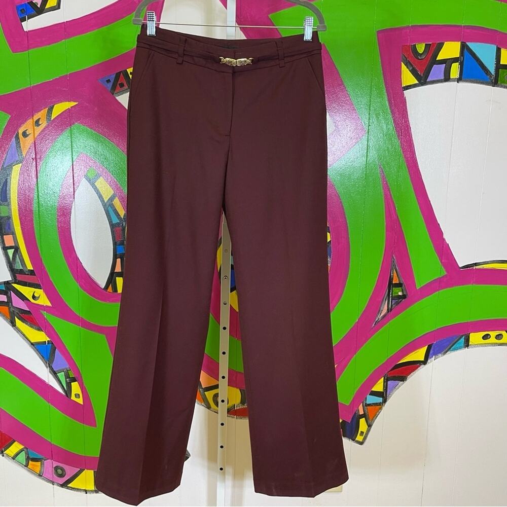 NWT, Talbots Heritage Wool Stretch Slacks. Size 8. Faux Belt with Gold closures.